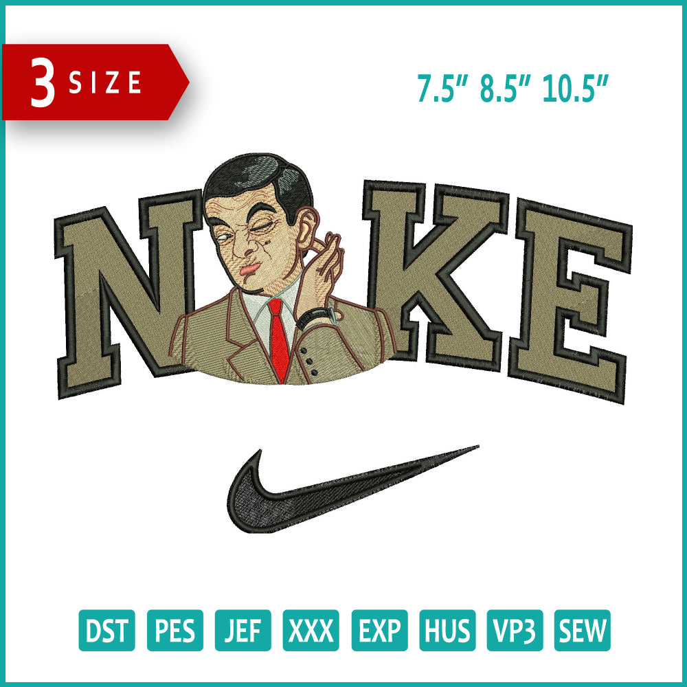 Nike Mr Bean Embroidery Design Files - 3 Size's