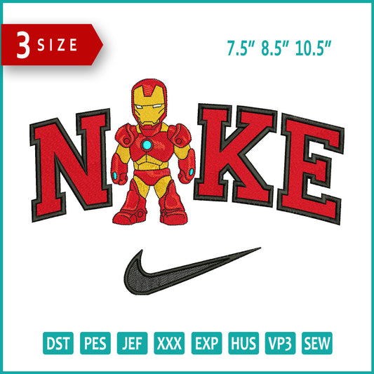 Nike Chibi Iron Man Embroidery Design Files - 3 Size's