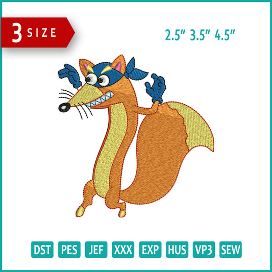 Swiper The Fox Embroidery Design Files - 3 Size's