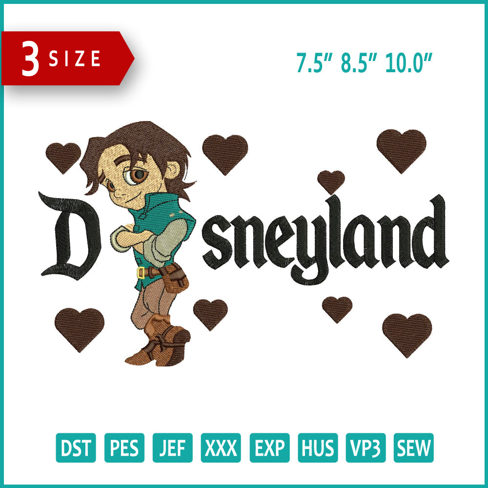 Chibi Flynn Rider Disneyland Embroidery Design Files - 3 Size's