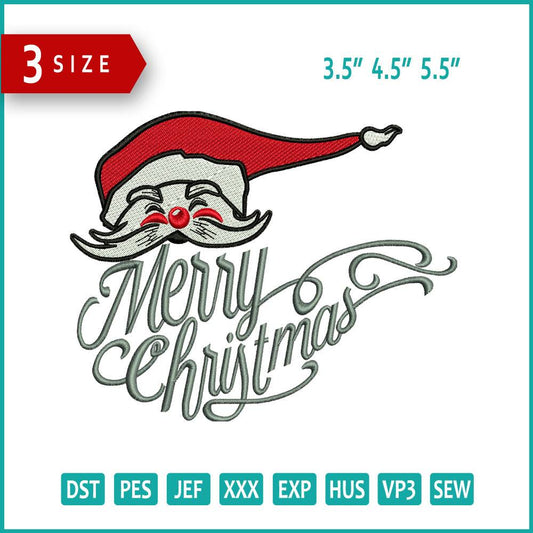 Merry Christmas v6 Embroidery Design Files - 3 Size's