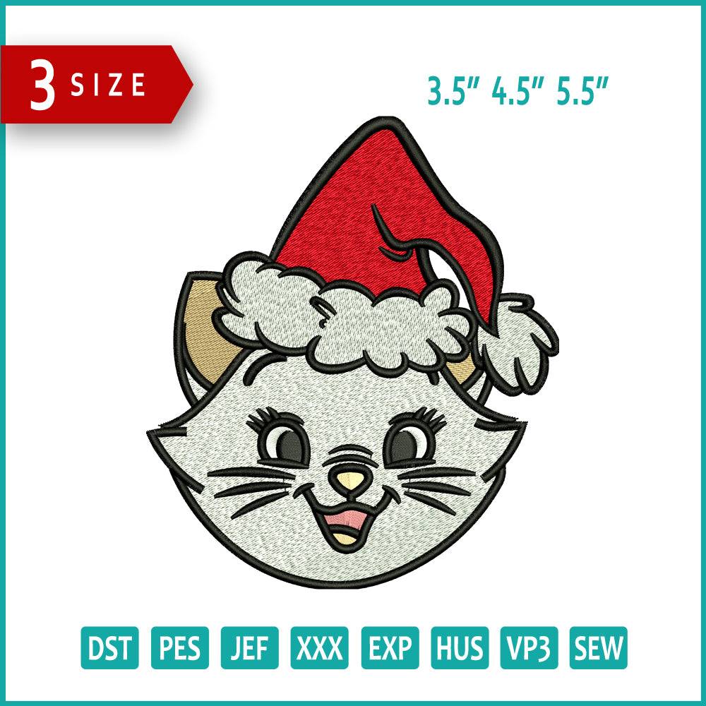 Christmas Kitten Embroidery Design Files - 3 Size's