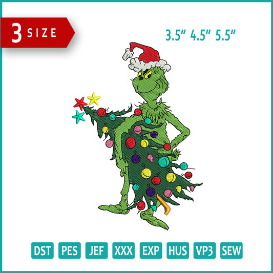 Santa Grinch v5 Embroidery Design Files - 3 Size's