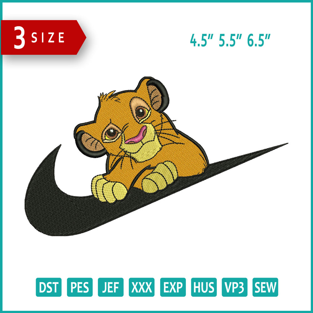 Simba Swoosh Embroidery Design Files - 3 Sizes