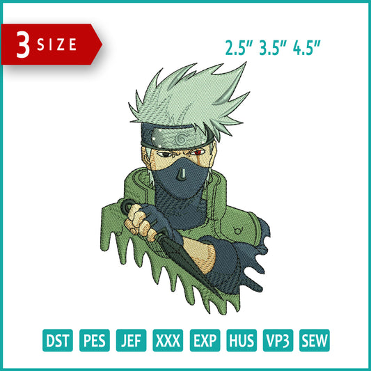 Kakashi Hatake Embroidery Design Files - 3 Size's