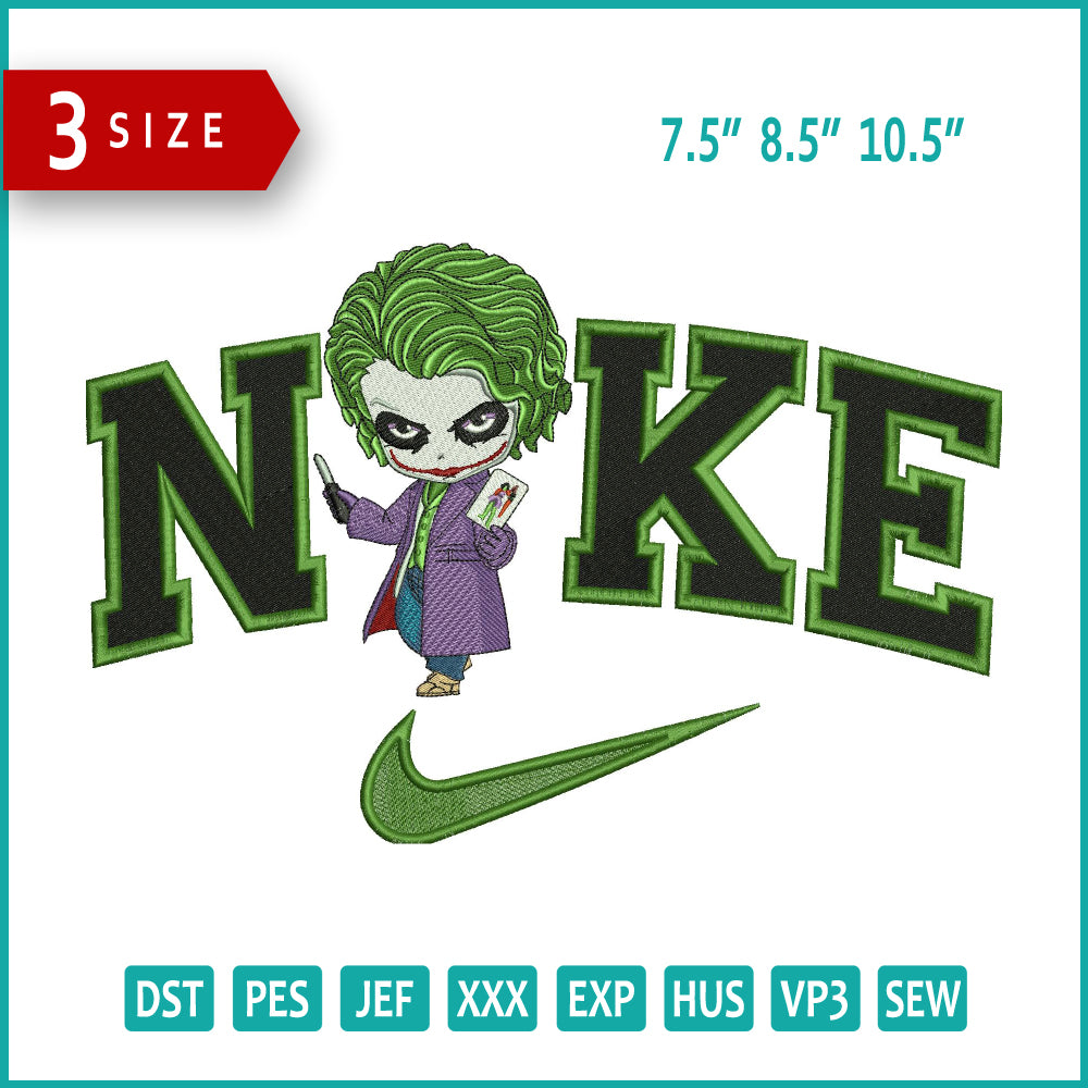 Nike Chibi Joker Embroidery Design Files - 3 Size's