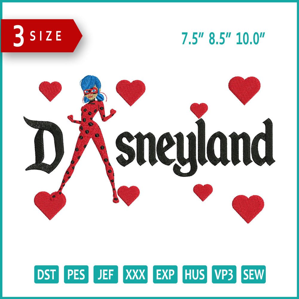 Ladybug Disneyland Embroidery Design Files - 3 Size's