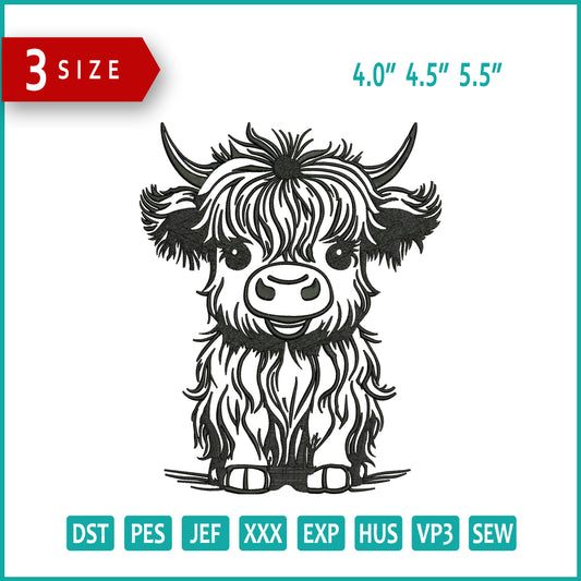 Baby Buffalo Embroidery Design Files - 3 Size's