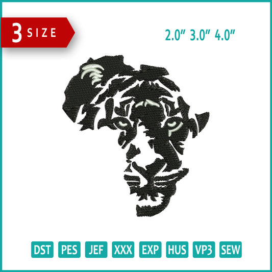 Tiger Map Embroidery Design Files - 3 Size's