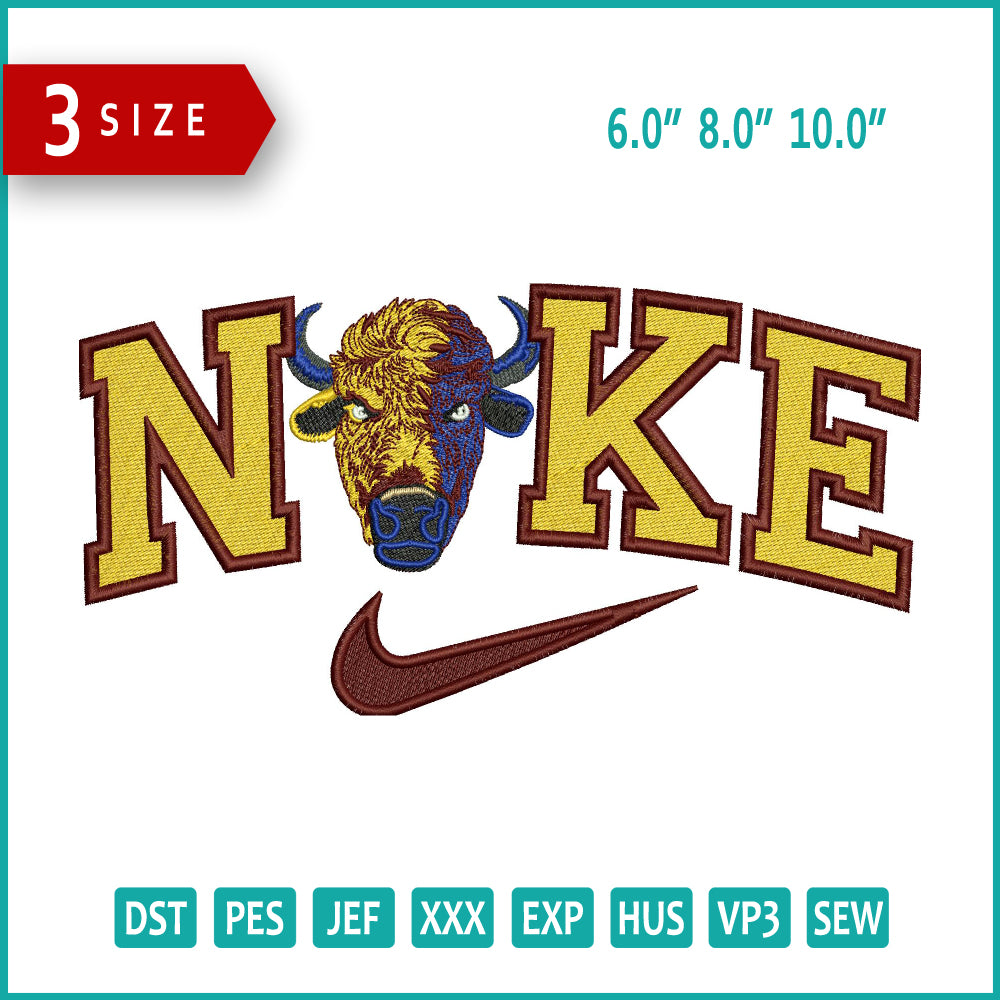 Nike Cow Embroidery Design Files - 3 Size's