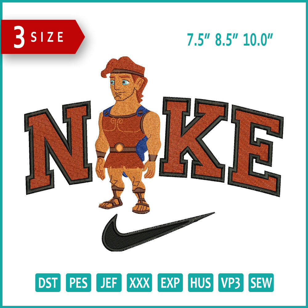 NIke Chibi Hercules Embroidery Design Files - 3 Size's