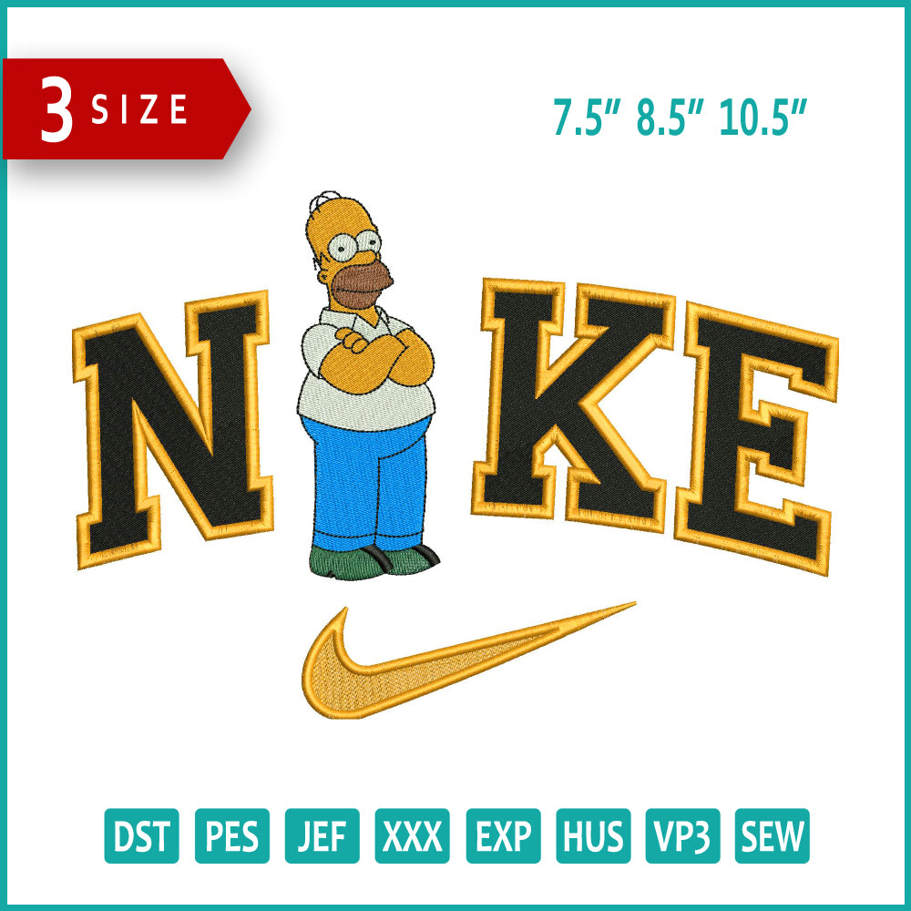 Nike Homer Simpson Embroidery Design Files - 3 Size's