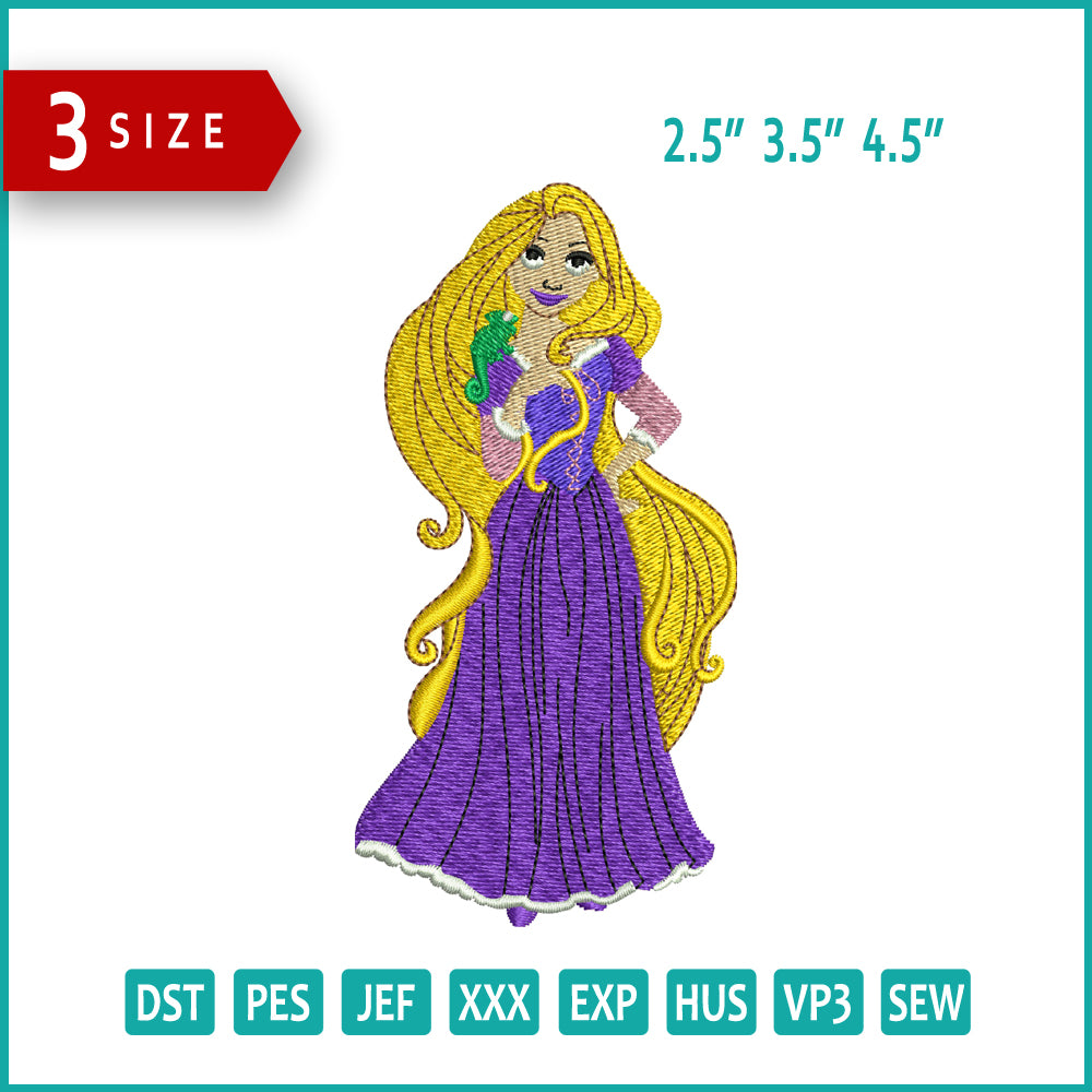 Rapunzel v3 Embroidery Design Files - 3 Size's