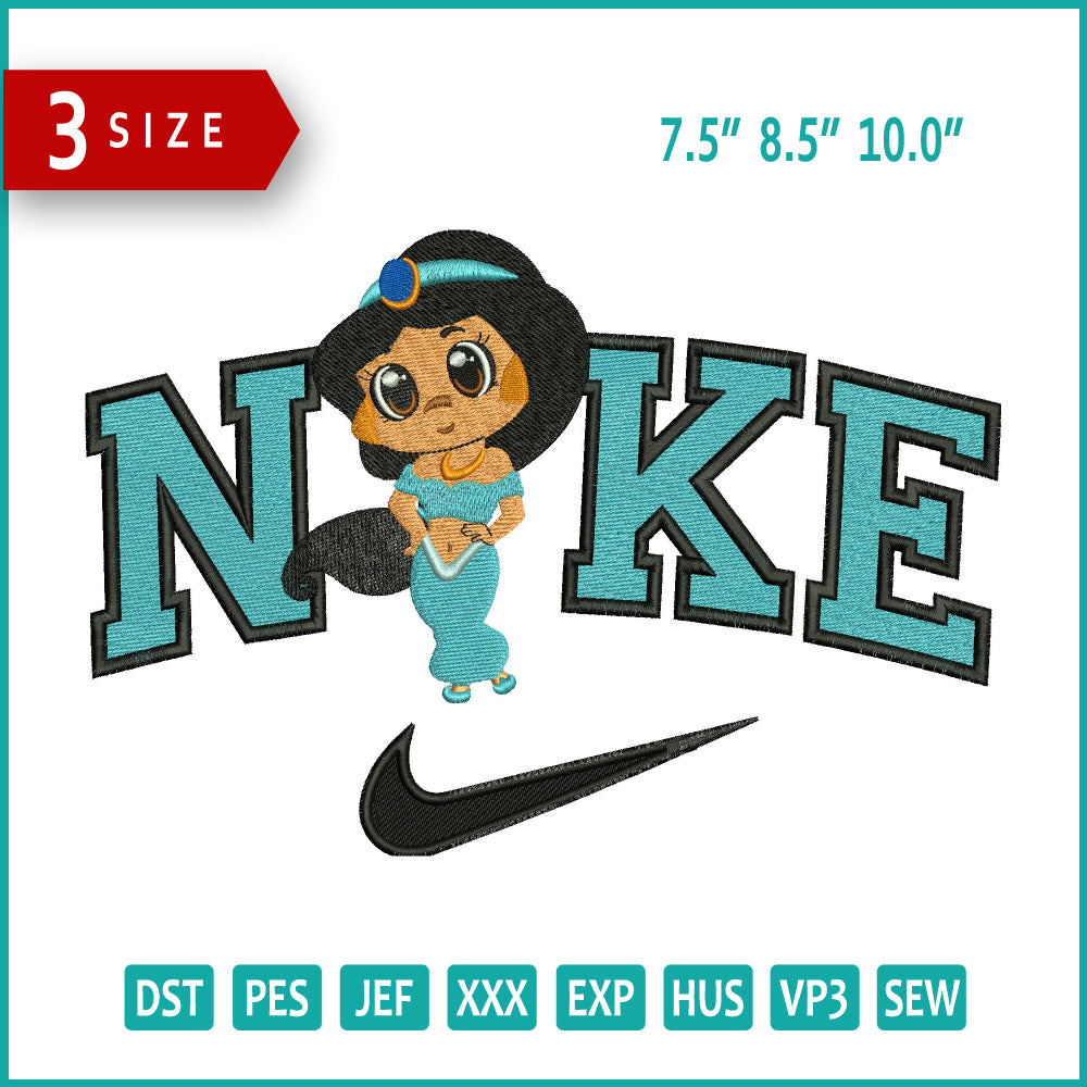 Nike Chibi Jasmine Embroidery Design Files - 3 Size's