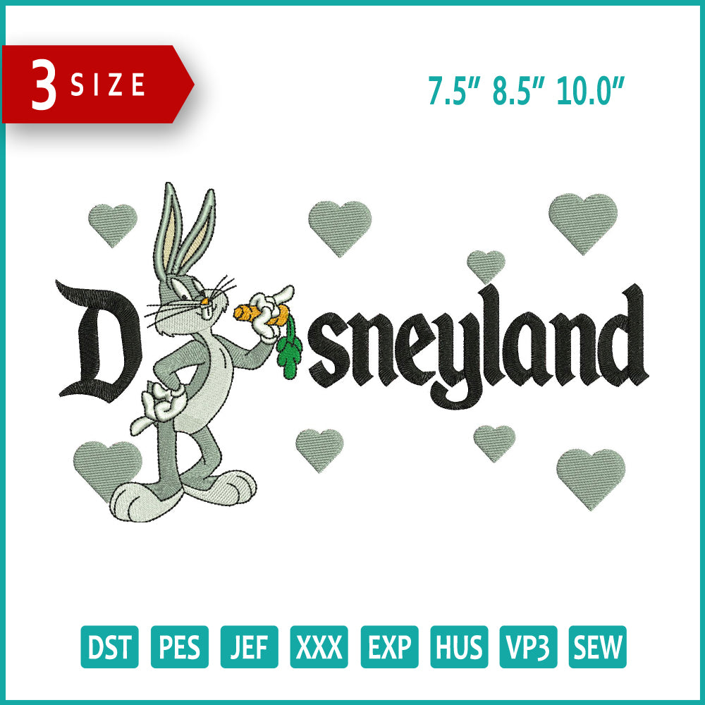 Bugs Bunny Disneyland Embroidery Design Files - 3 Size's