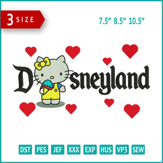 Hello Kitty Disneyland Embroidery Design Files - 3 Size's