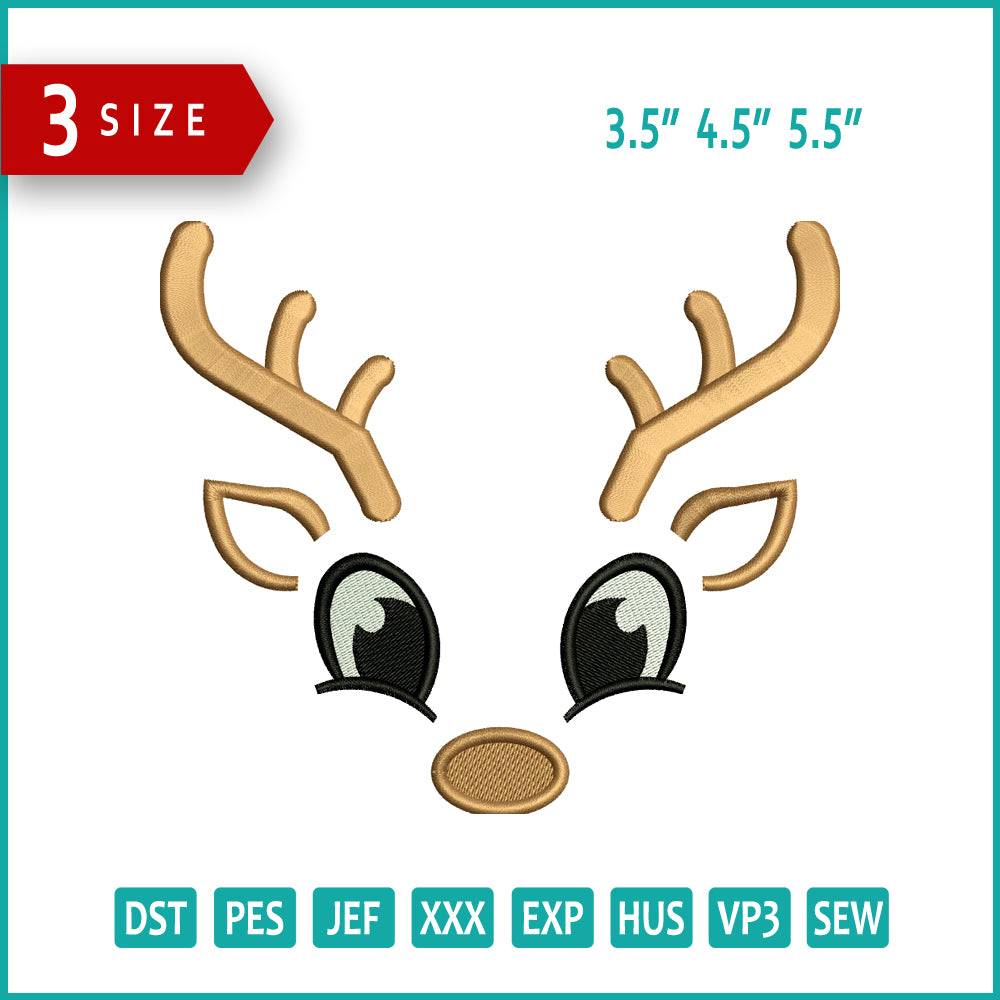 Baby Deer Face Embroidery Design Files - 3 Size's