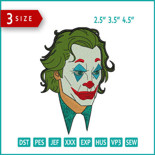 Joker Face Embroidery Design Files - 3 Size's