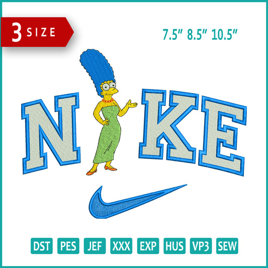 NIke Marge Simpson Embroidery Design Files - 3 Size's