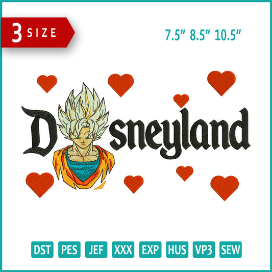 Super Saiyan Goku Disneyland Embroidery Design Files - 3 Size's