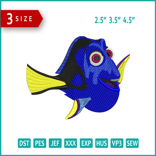 Dory Embroidery Design Files - 3 Size's