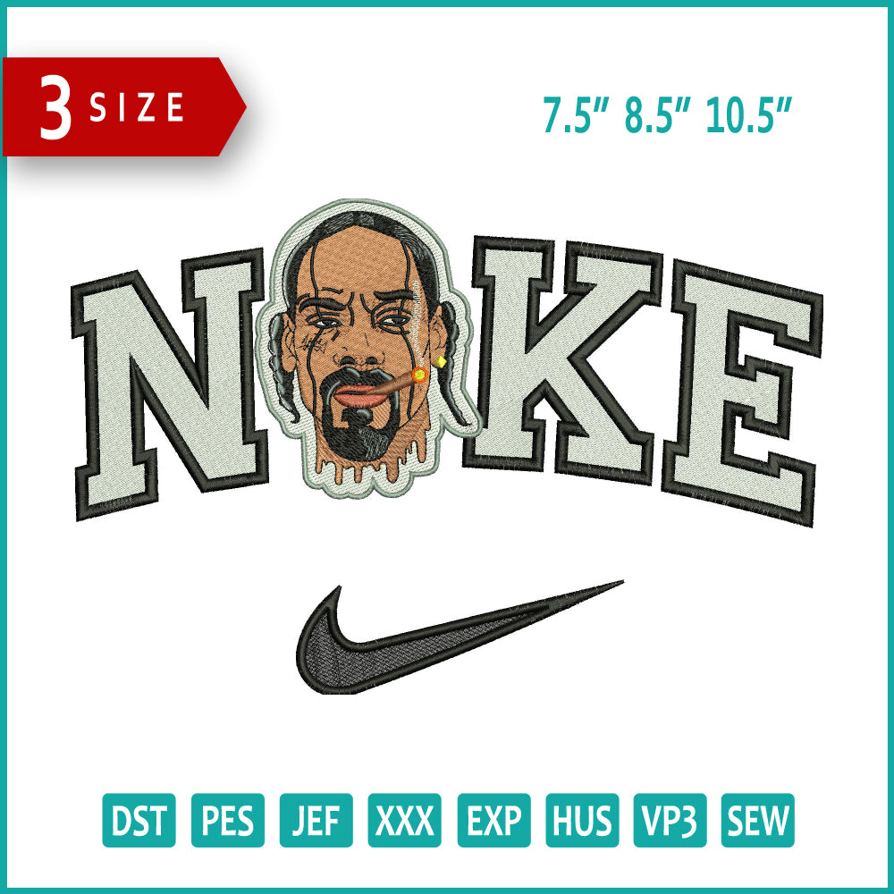 Nike Snoop Dogg Face Embroidery Design Files - 3 Size's