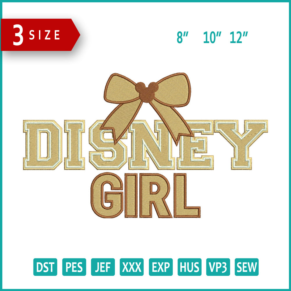 Disney Girl Embroidery Design Files - 3 Size's