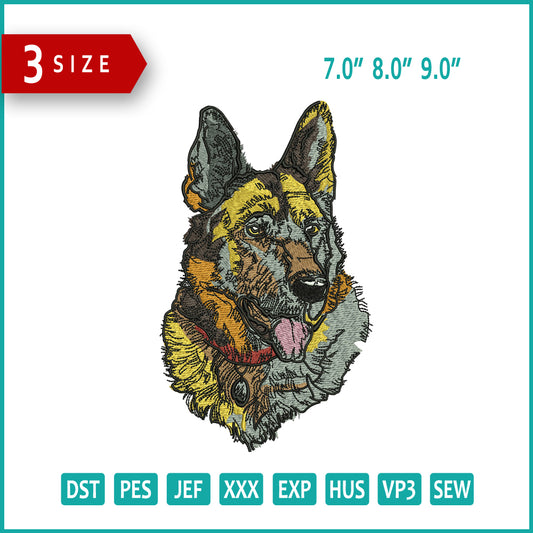 German Shepherd Embroidery  Files - 3 Size's