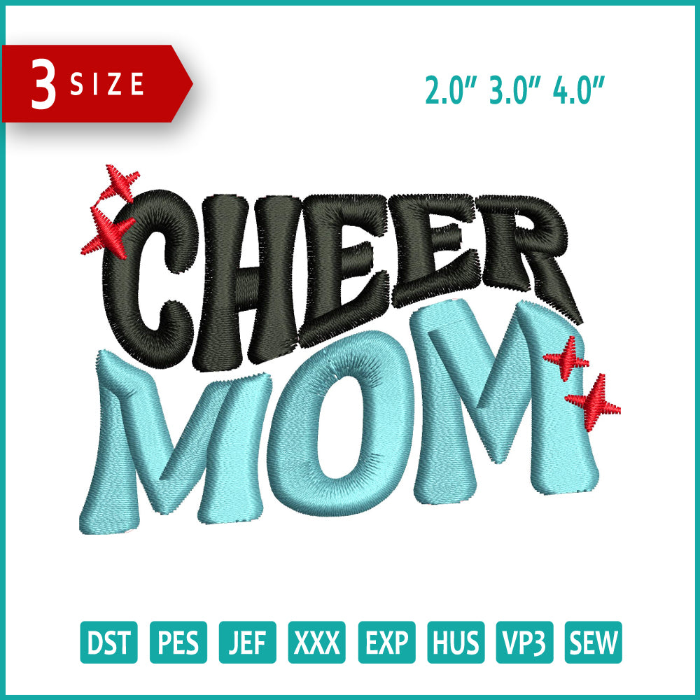 Cheer Mom Embroidery Design Files - 3 Size's