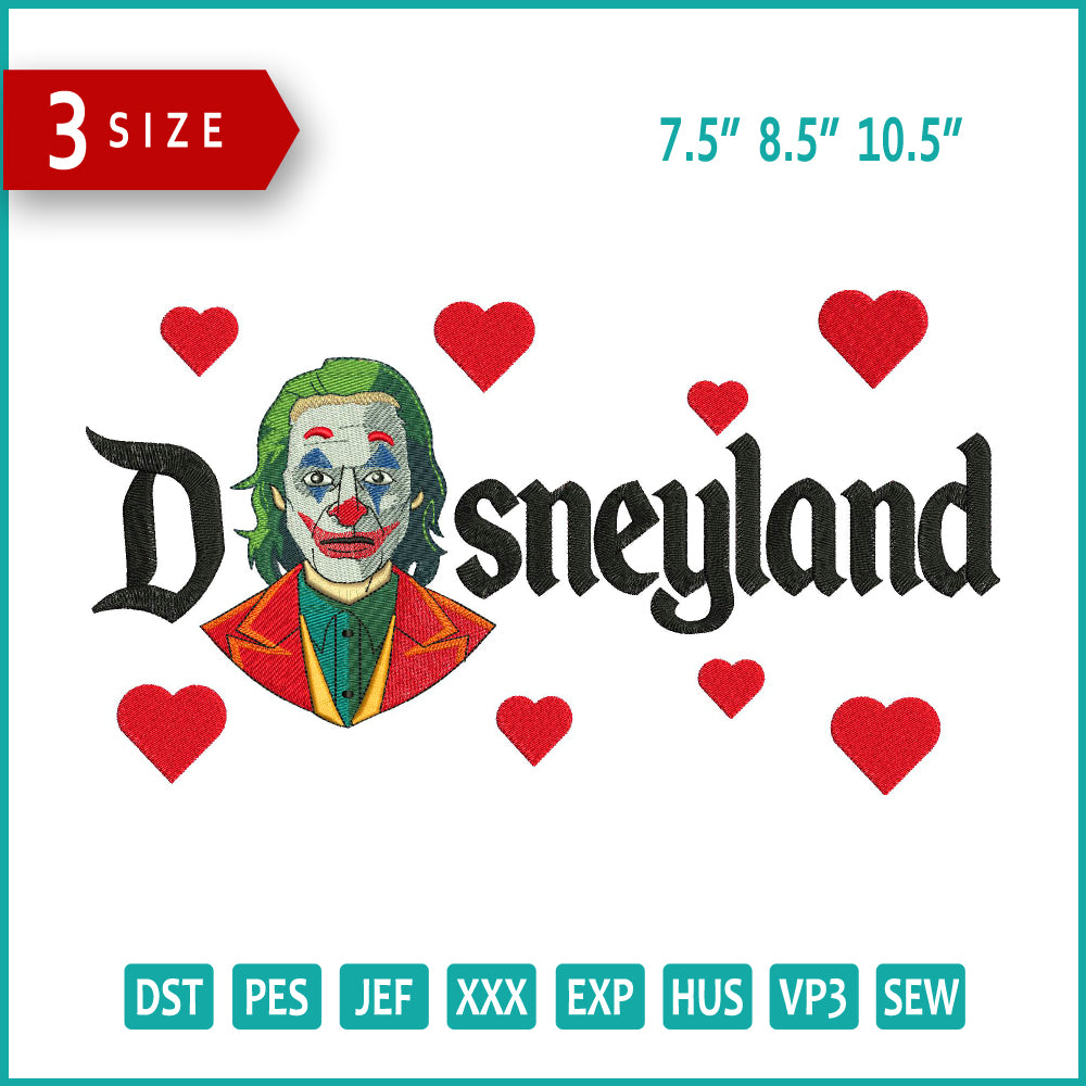 Joker v2 Disneyland Embroidery Design Files - 3 Size's