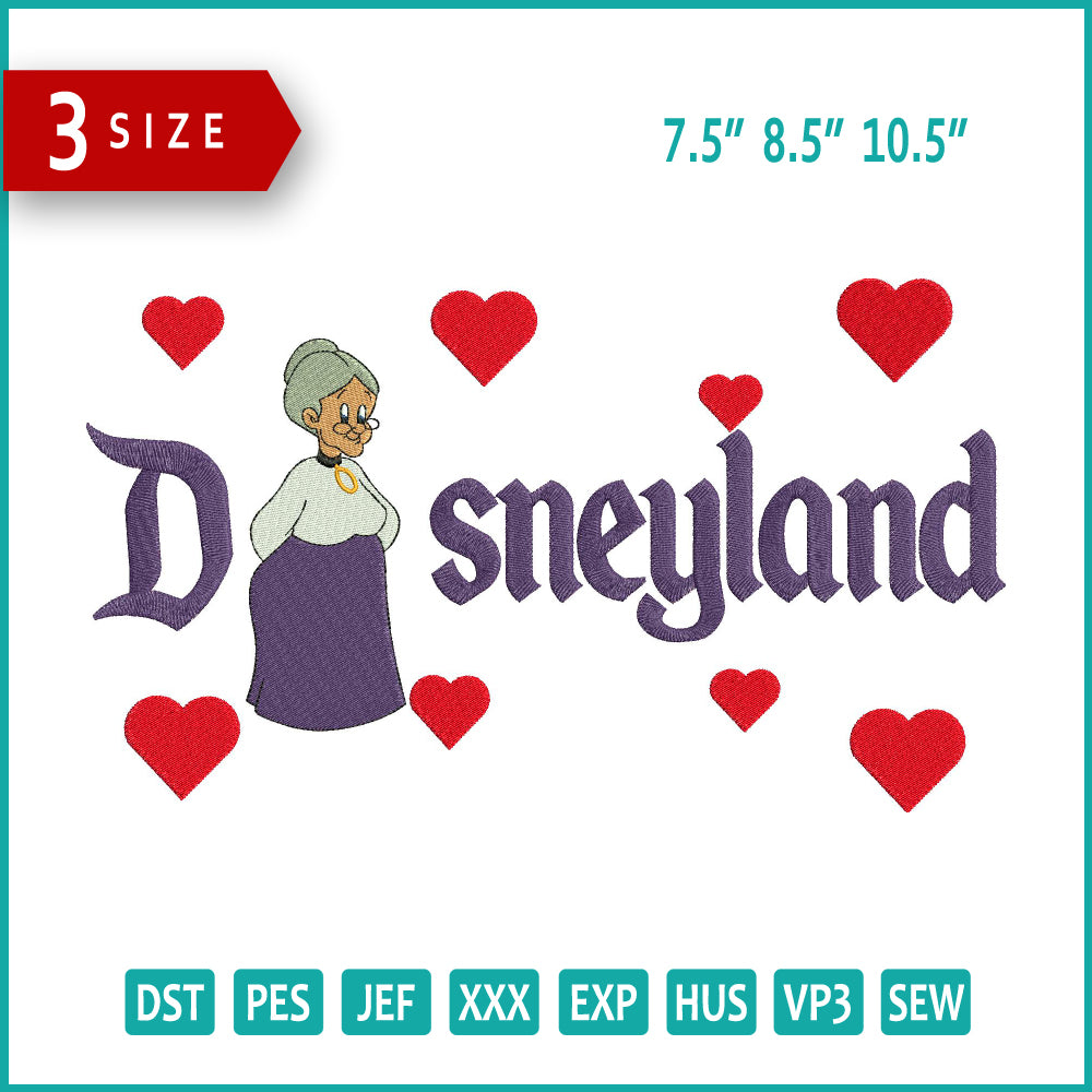 Granny Disneyland  Embroidery Design Files - 3 Size's