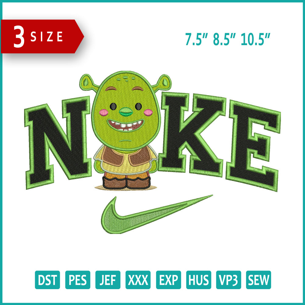 Nike Chibi Shrek Embroidery Design Files - 3 Size's