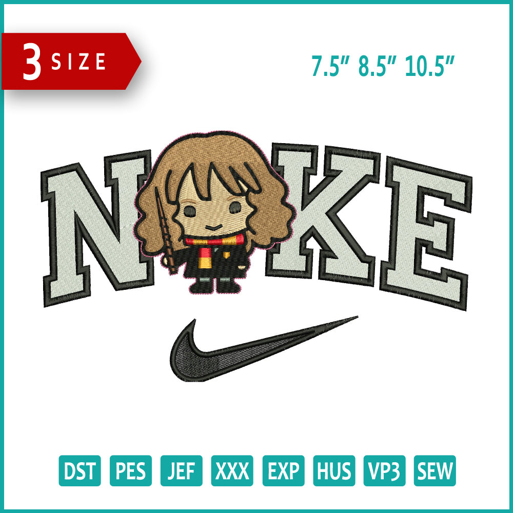 Nike Chibi Hermione Granger v2 Embroidery Design Files - 3 Size's