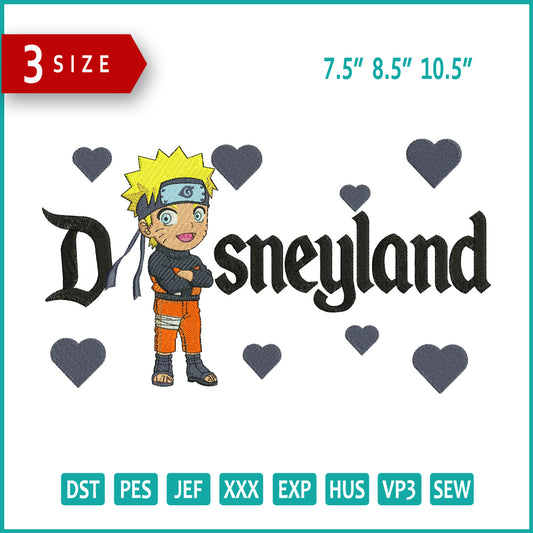 Chibi Naruto v2 Disneyland Embroidery Design Files - 3 Size's