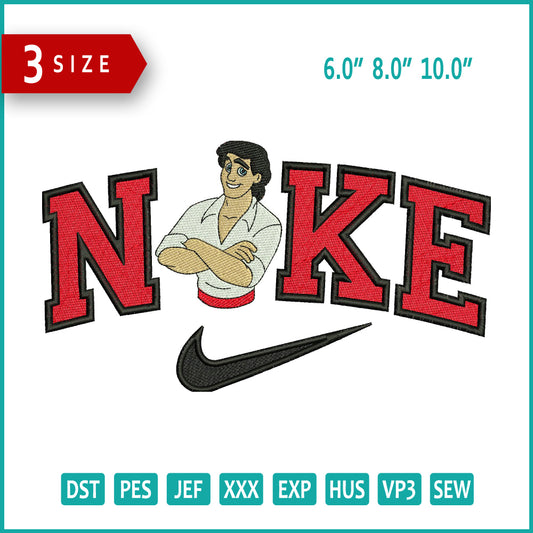 Nike Prince Eric Half Body Embroidery Design Files - 3 Size's