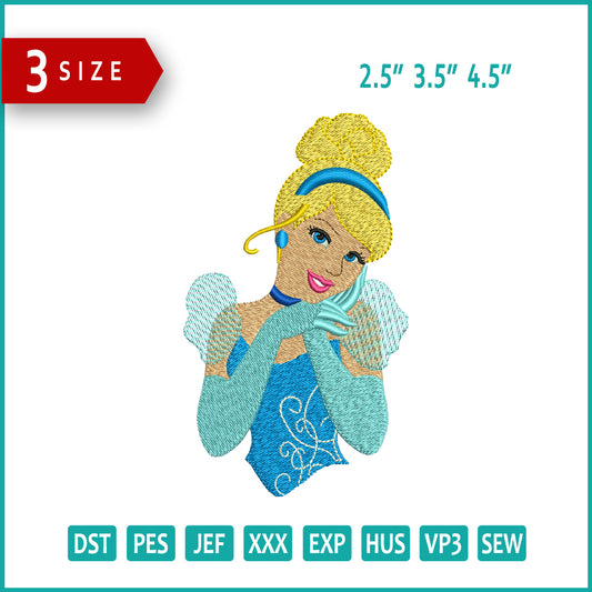 Cinderella Half Embroidery Design Files - 3 Size's