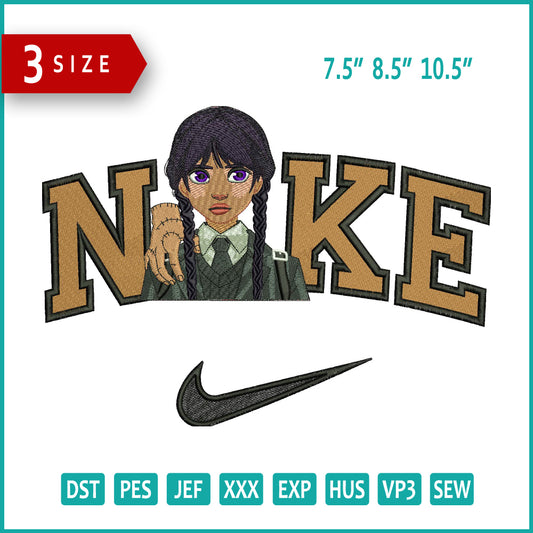 Nike Wednesday Addams Embroidery Design Files - 3 Size's