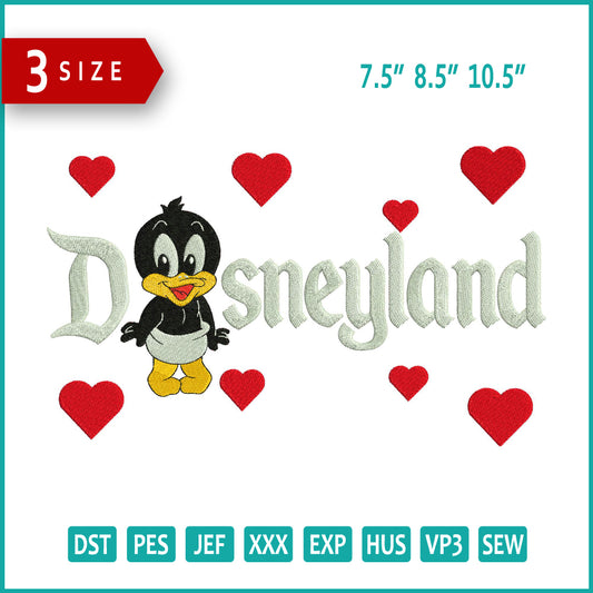 Chibi Daffy Duck Disneyland Embroidery Design Files - 3 Size's