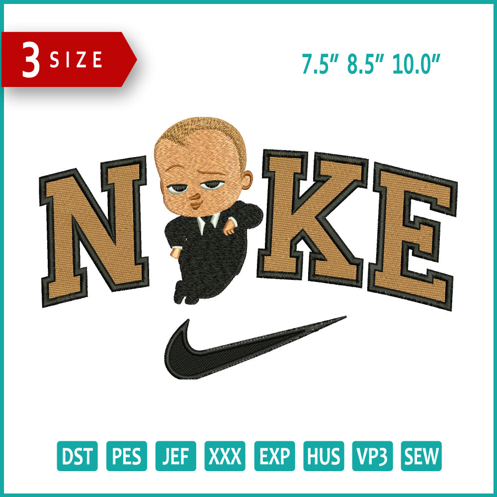 Nike The Boss Baby Embroidery Design Files - 3 Size's