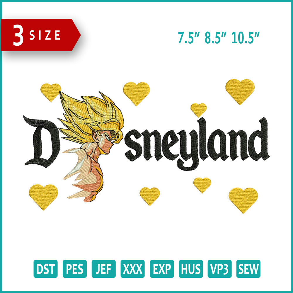 Super Saiyan Goku v4 Disneyland Embroidery Design Files - 3 Size's