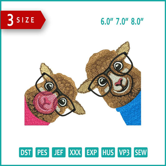 2 Goats Embroidery Design Files - 3 Size's