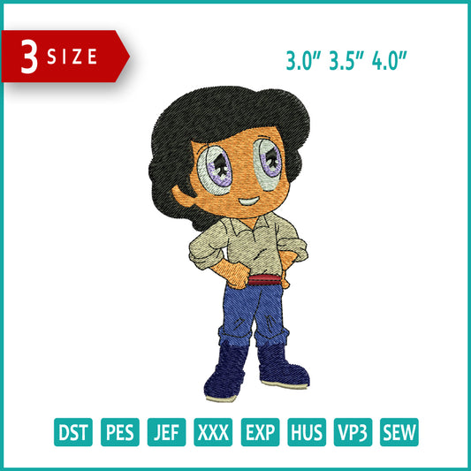 Chibi Prince Eric v2 Embroidery Design Files - 3 Size's