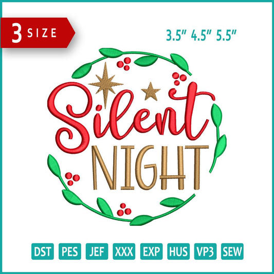 Christmas Silent Night Embroidery Design Files - 3 Size's