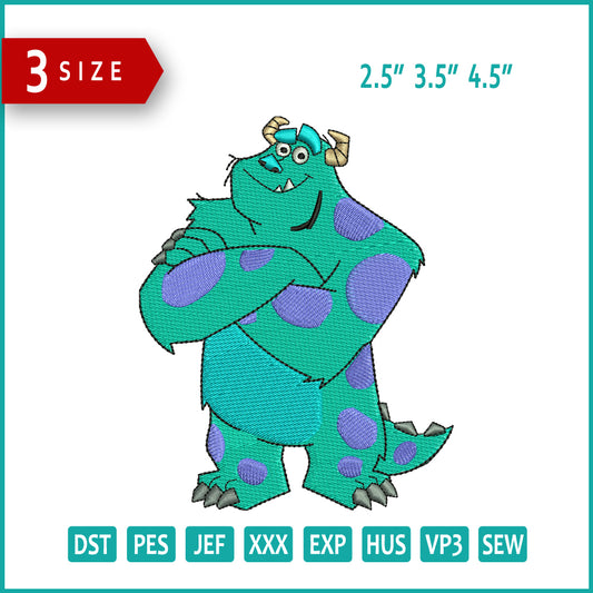 Sulley Monster Embroidery Design Files - 3 Size's