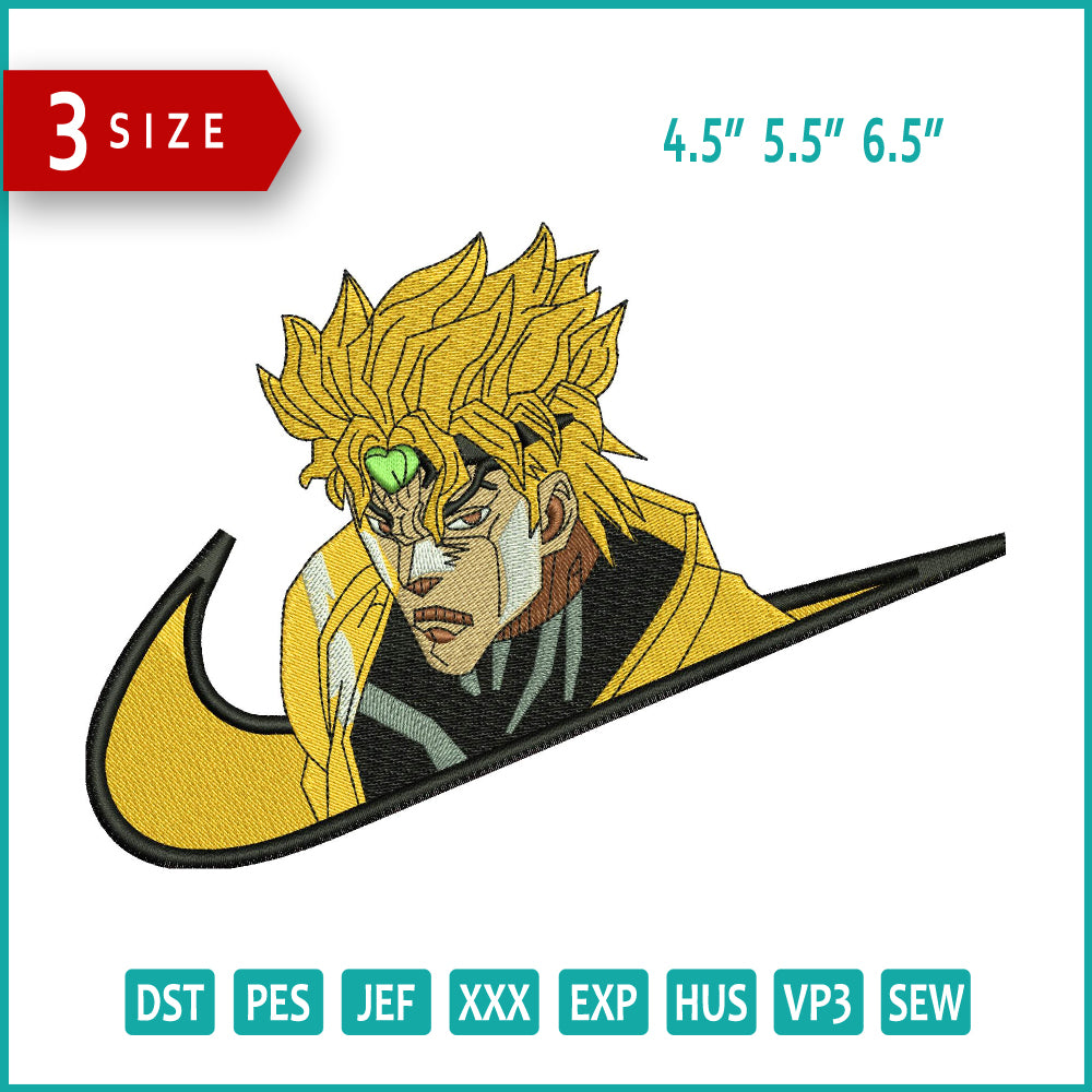 Dio Brando Swoosh Embroidery Design Files - 3 Sizes