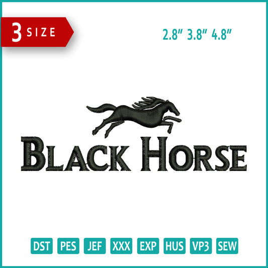 Black Horse Embroidery Design Files - 3 Size's