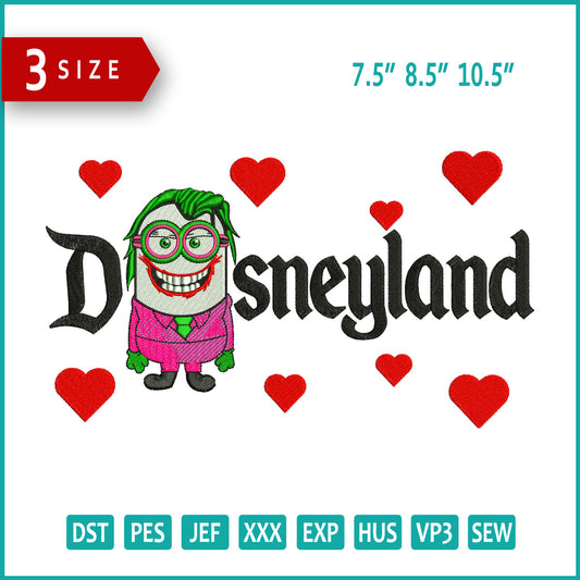 Minion Joker Disneyland Embroidery Design Files - 3 Size's