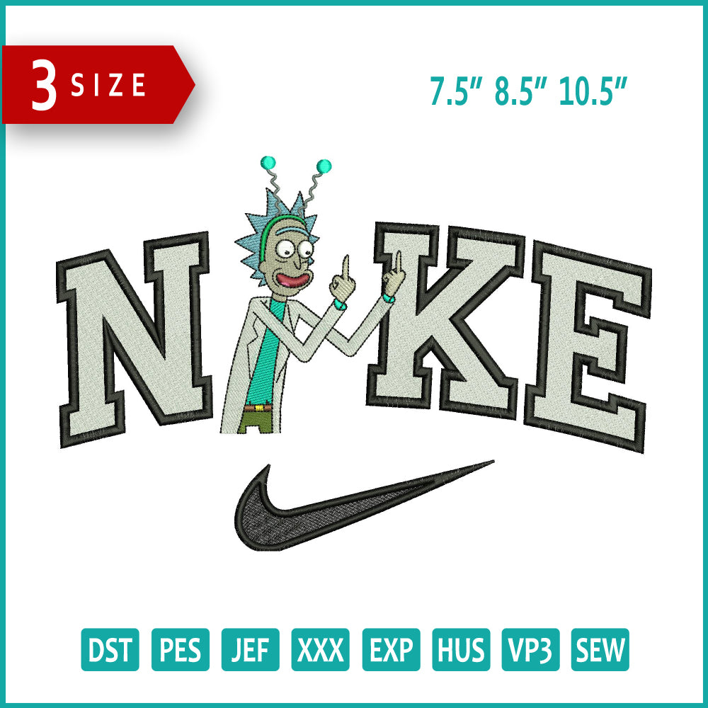 Nike Rick Sanchez Embroidery Design Files - 3 Size's