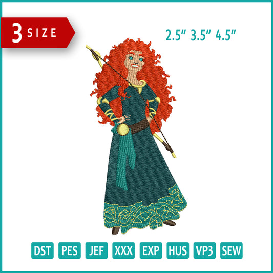 Princess Merida Embroidery Design Files - 3 Size's