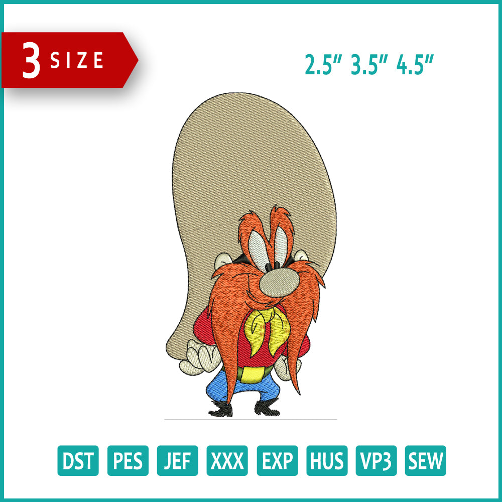 Yosemite Sam Embroidery Design Files - 3 Size's